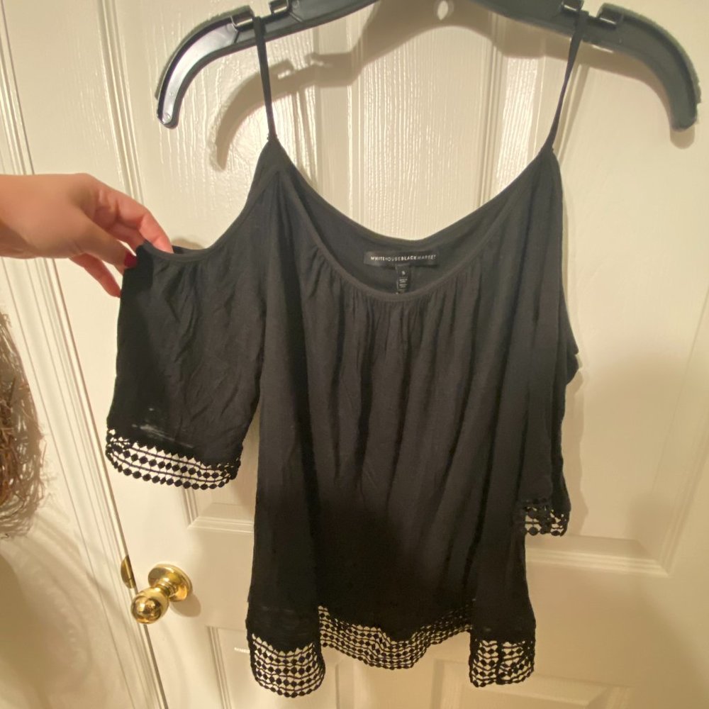 WHBM Spaghetti strap top with off shoulder sleeves